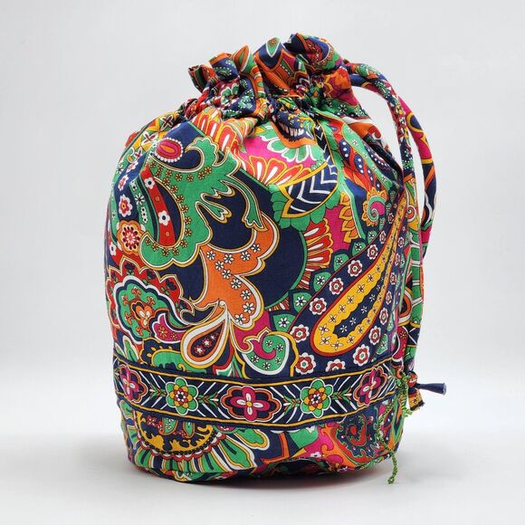 Vera Bradley 2013 Venetian Paisley Green Orange Red Ditty Drawstring Bag - Picture 3 of 9
